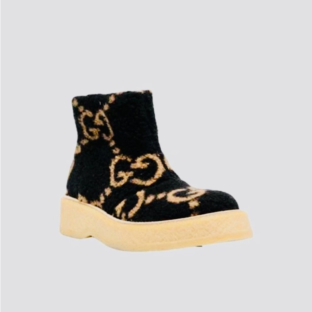 NWT Gucci Hooper GG Wool & leather Booties - Picture 1 of 13